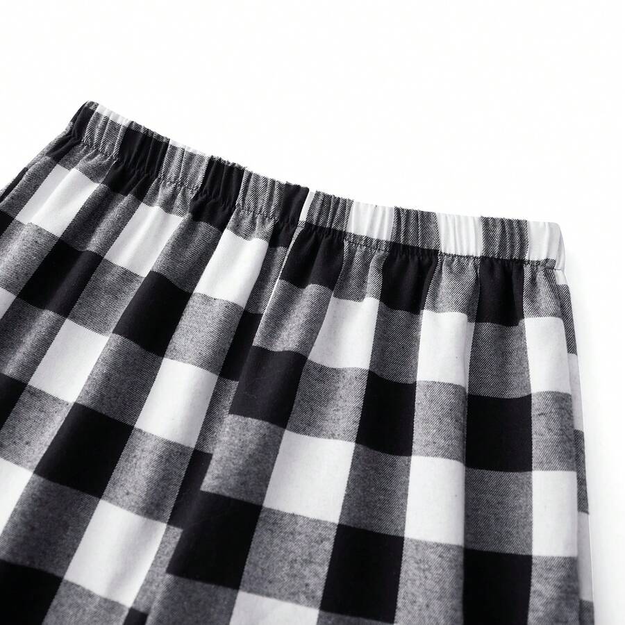 Christmas Family Matching Pjs Casual Long Sleeve Plaid Print Button Down Lounge Set Festival Party Loungewear 2Piece Xmas Oufit Long Sleeve Plaid Shirt Pant Set