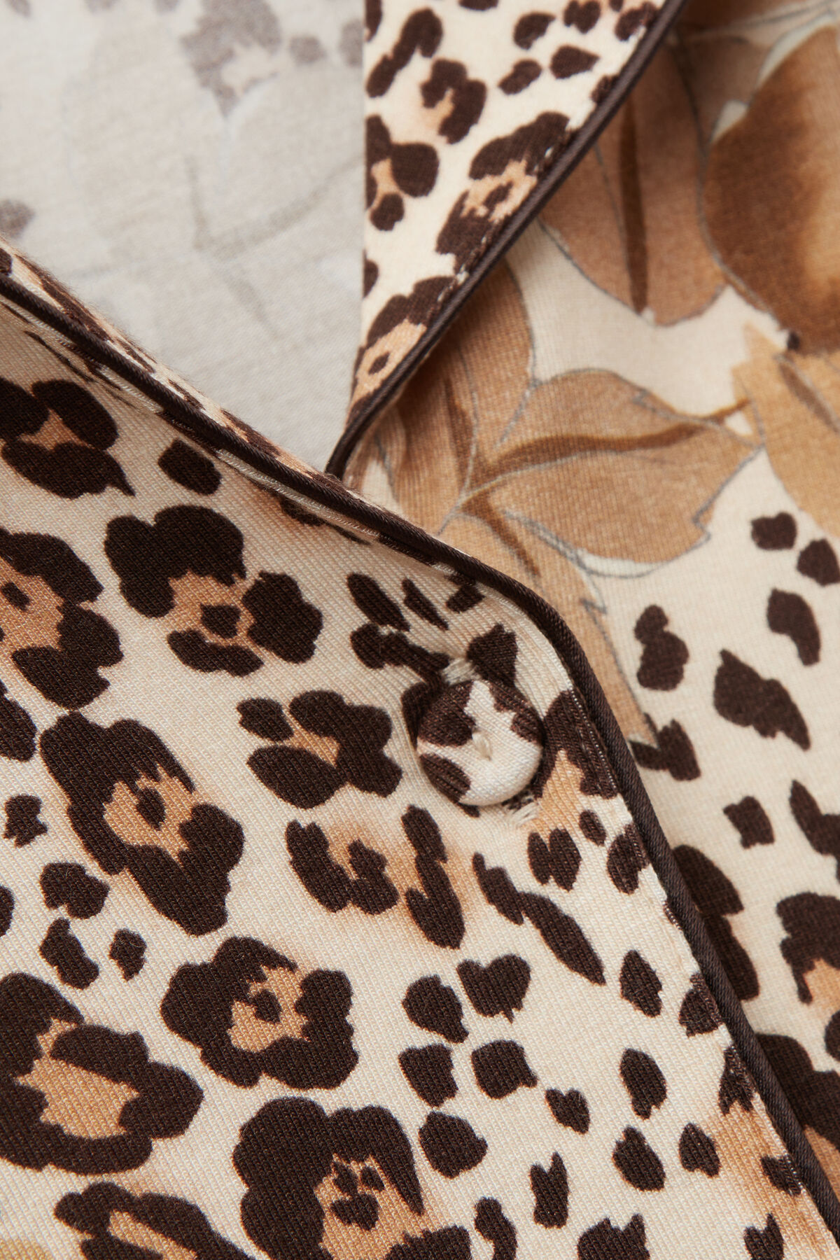 Simply Iconic Button Up Full Length Pajamas in Animal Print Modal