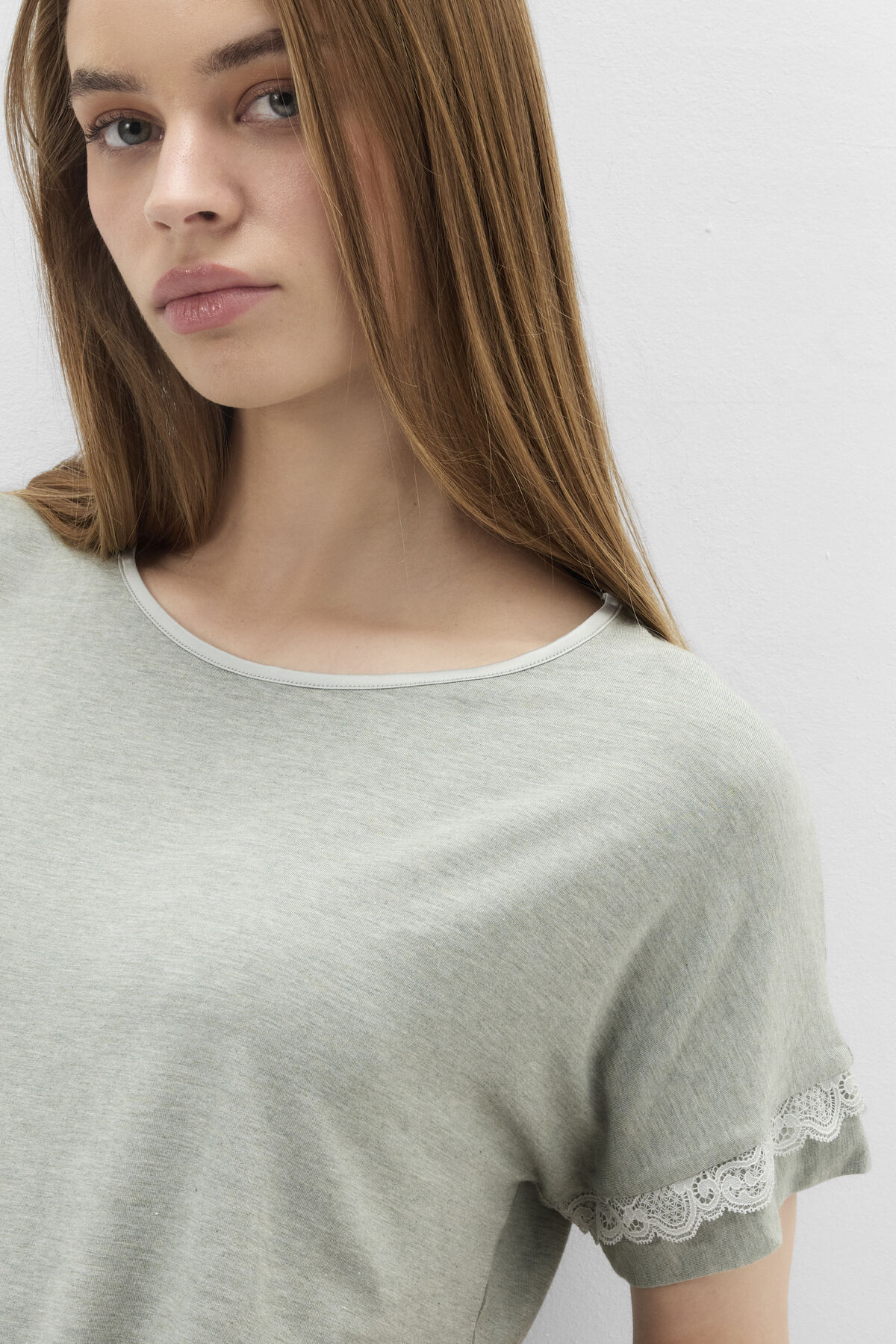 Lace Trim Short Pajamas in Modal