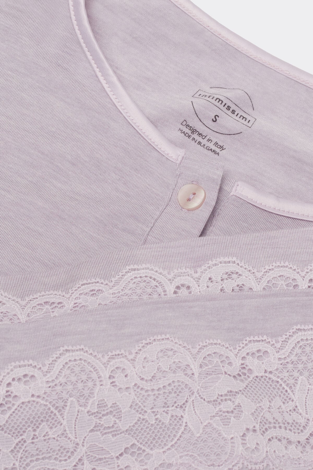 Lace Trim Button Up Full Length Pajamas in Modal